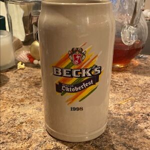 Beck's Oktoberfest Stoneware Stein 1998 Collectable Pottery Mug Mint A13-943